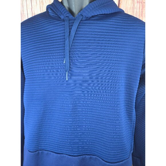 Nike Dri-Fit Blue Pullover Hoodie Sweatshirt Small Ribbed Design Mens - Picture 3 of 7